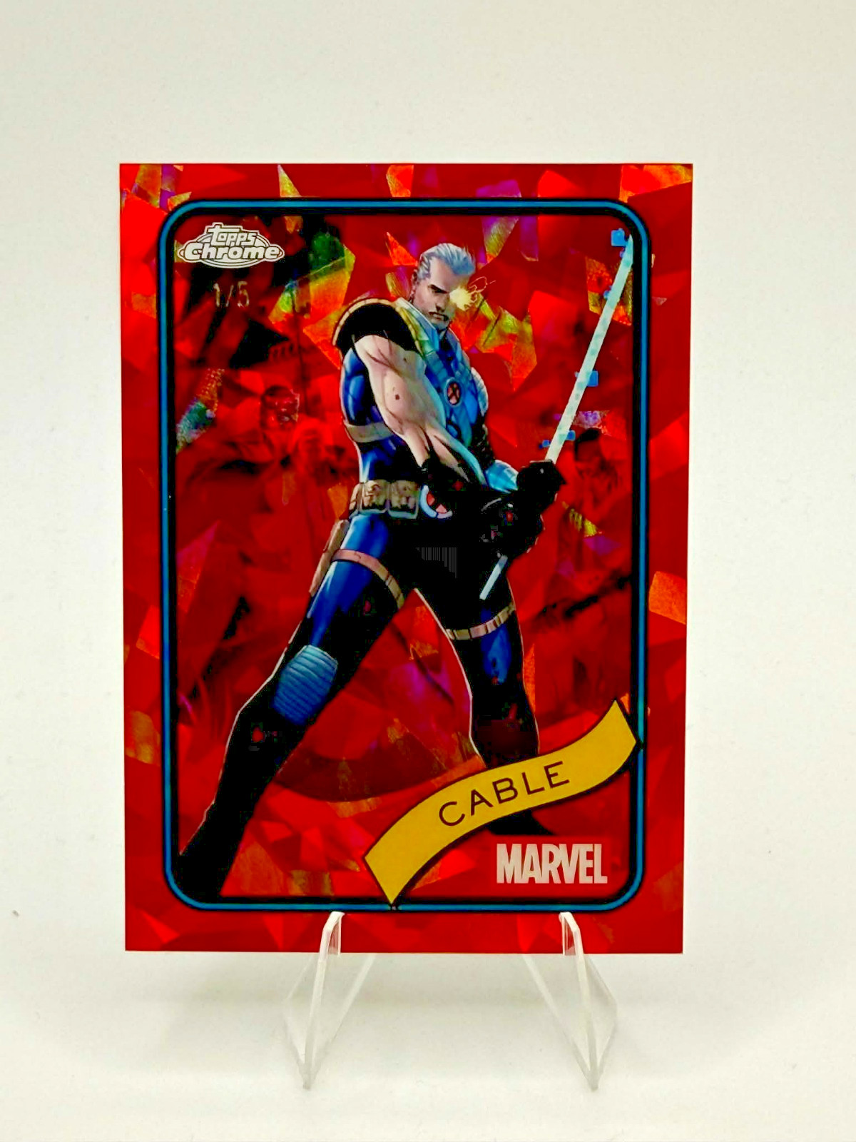2025 Topps Chrome Marvel Sapphire | Cable | Red Refractor 1/5 | 1st on Print 2025 Topps Chrome Marvel Sapphire | Cable | Red Refractor 1/5 | 1st on Print
