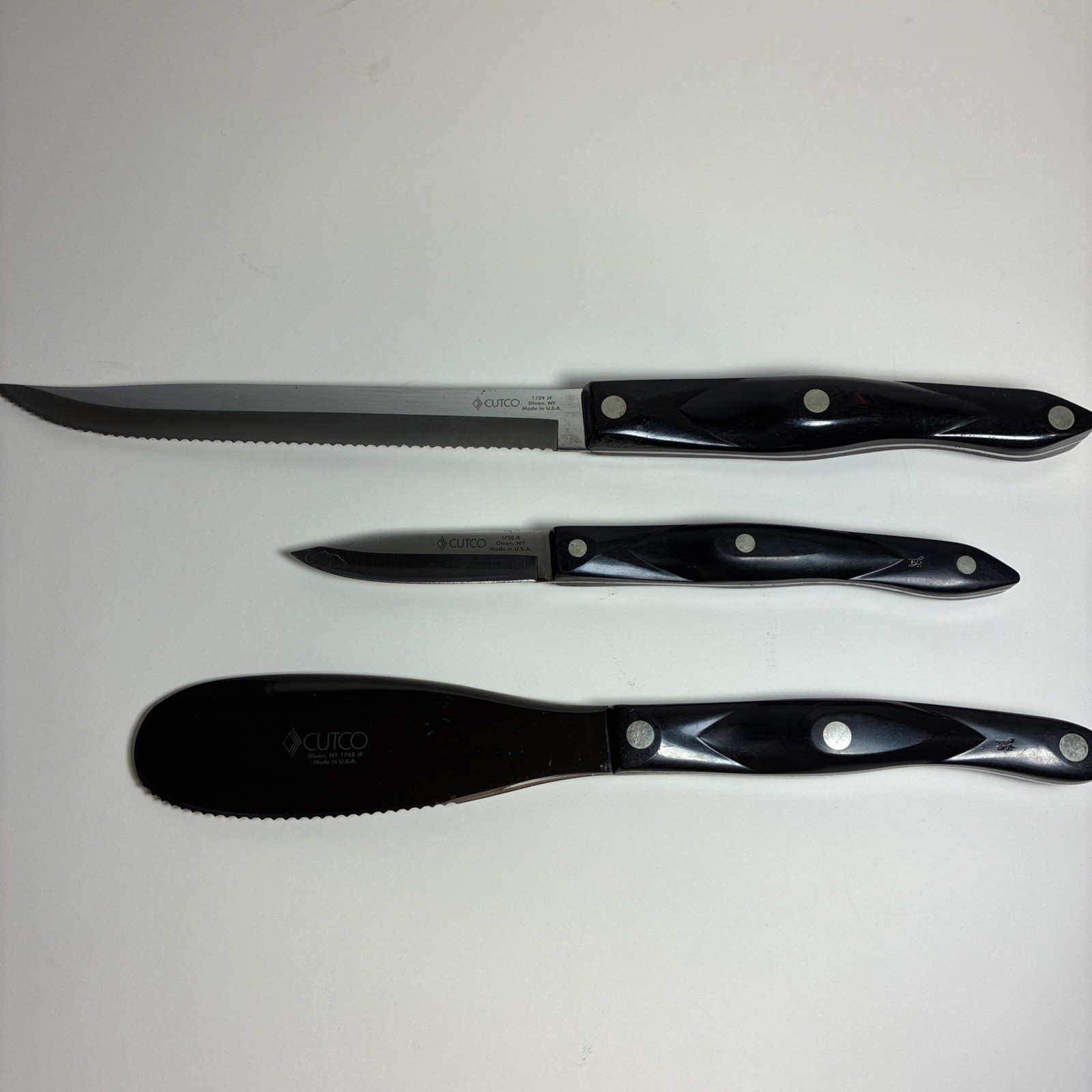 Vintage Cutco Knife Set Of 3 1720 , 1729, 1768 Brown Swirl Vintage Cutco Knife Set Of 3 1720 , 1729, 1768 Brown Swirl
