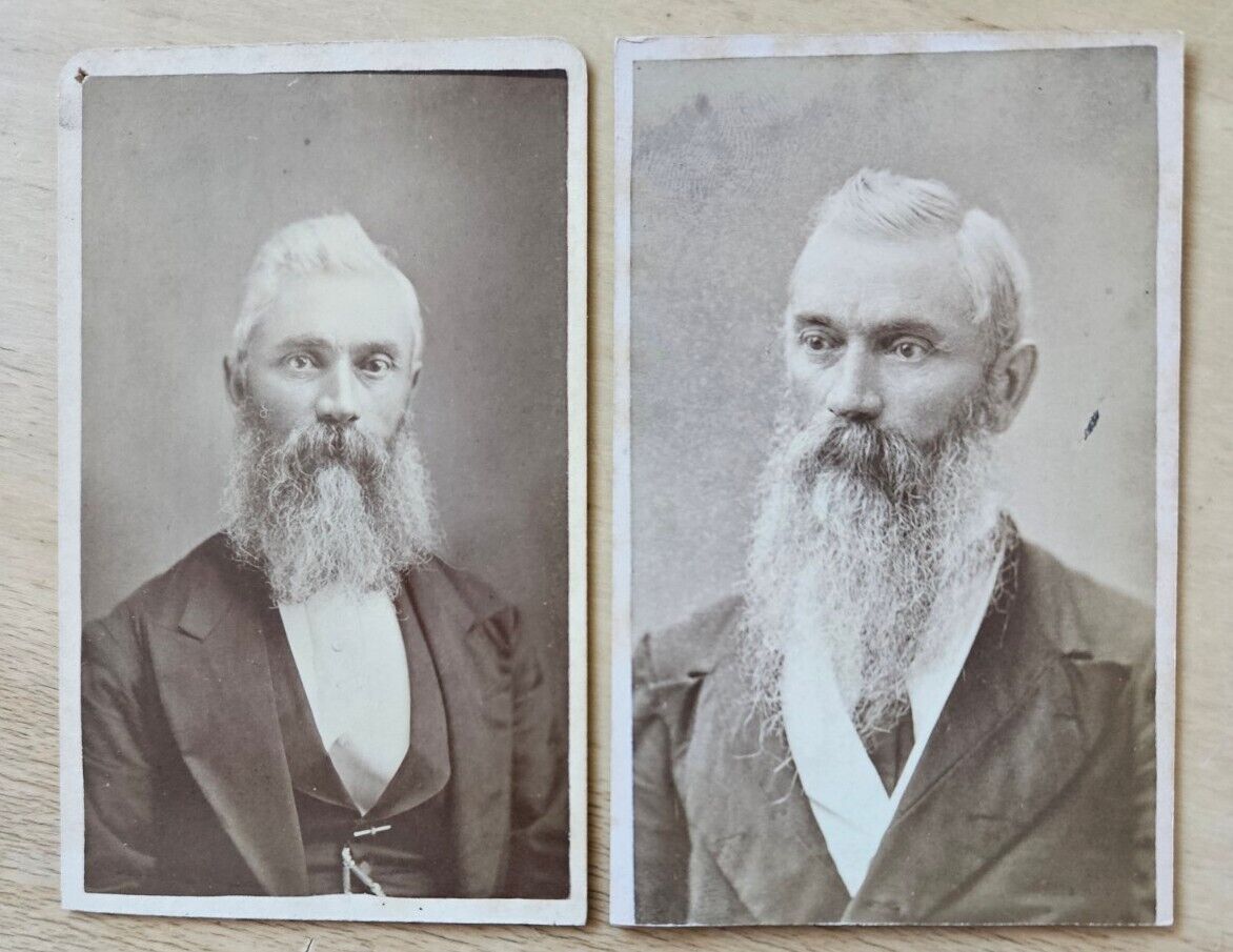 2 Chicago, IL CDVs same older man w great beard by Bradshaw, Whiting clear