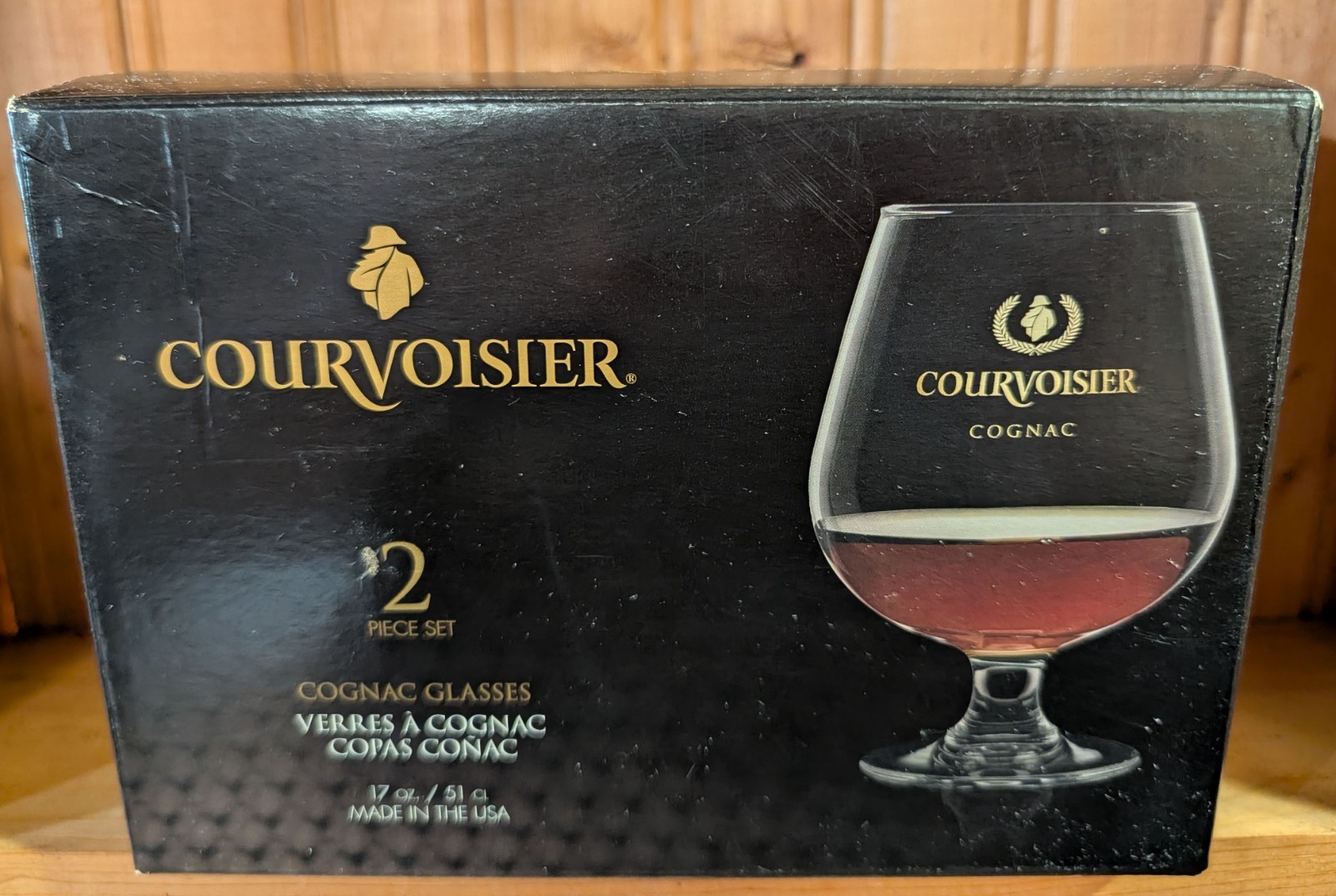 Courvoisier Cognac 17oz Snifter Glasses Set of 2 Stemmed Barware New In Box NOS Courvoisier Cognac 17oz Snifter Glasses Set of 2 Stemmed Barware New In Box NOS
