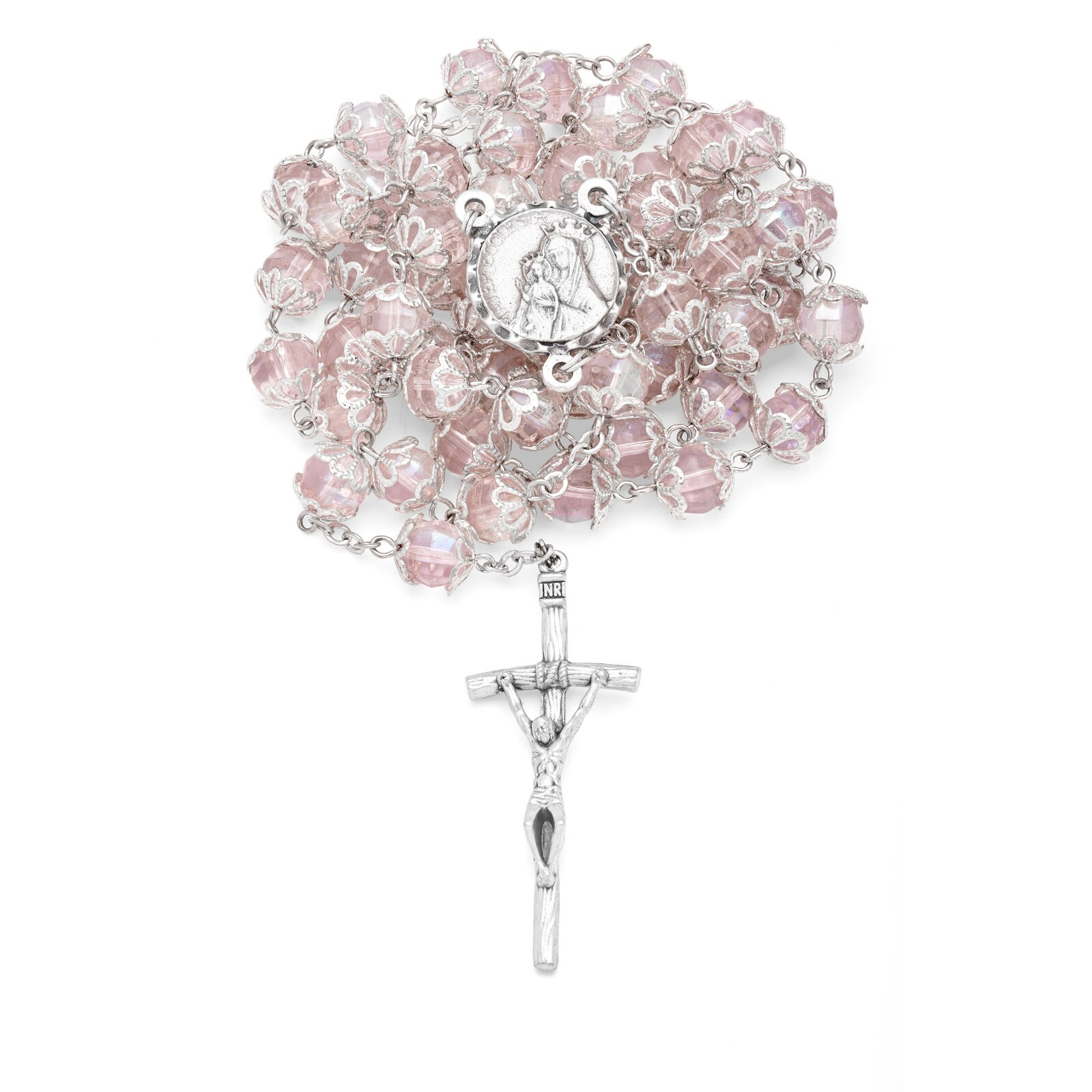 Mater Ecclesiae Rosary Holy Family Pink Beads Catholic Necklace from Vatican