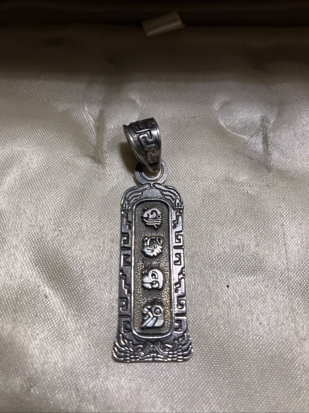 Vintage Mayan 925 Silver  Cartouche 2” Signed