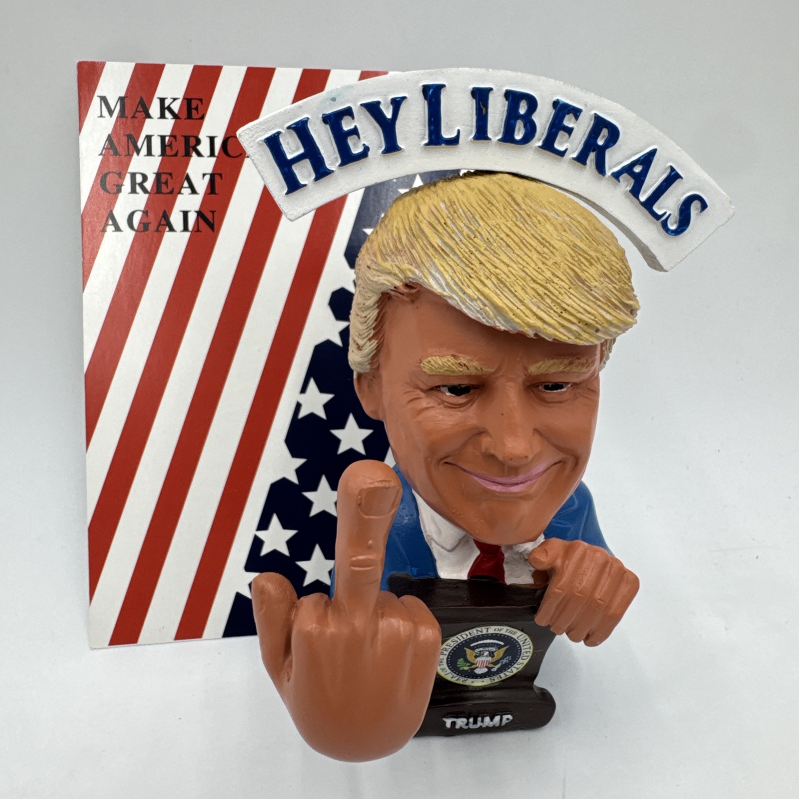 President Trump Funny Christmas F##K U Media Bobble Middle Finger Bobblehead President Trump Funny Christmas F##K U Media Bobble Middle Finger Bobblehead