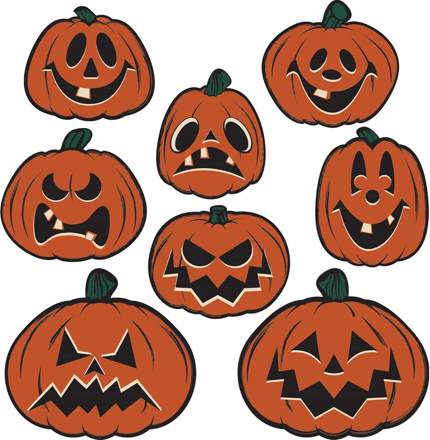8 pc Vintage Beistle Repro HALLOWEEN Die Cut PUMPKIN CUTOUTS Party Decoration