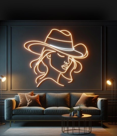 Neon sign woman in a cowboy hat, Cowgirl neon decor, Cowgirl neon (size 35 Neon sign woman in a cowboy hat, Cowgirl neon decor, Cowgirl neon (size 35