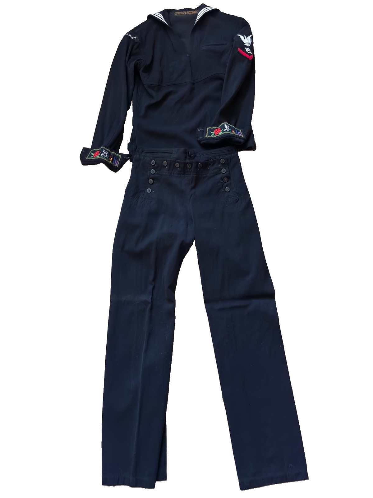 Rare Vtg “Liberty Cuffs” US Navy Dress Blue Uniform Set - USS Henderson DD-785