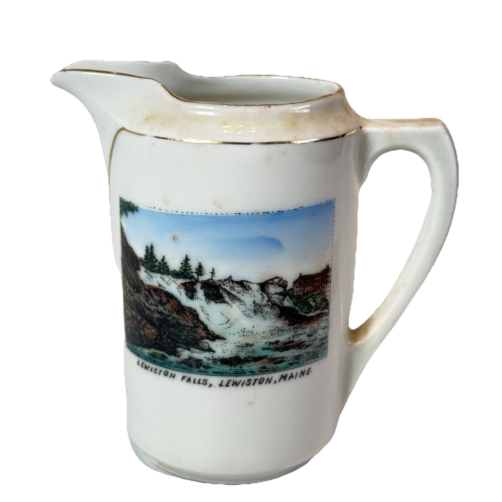 LEWISTON , MAINE ME Antique LEWISTON FALLS Souvenir Germany China Creamer LEWISTON , MAINE ME Antique LEWISTON FALLS Souvenir Germany China Creamer