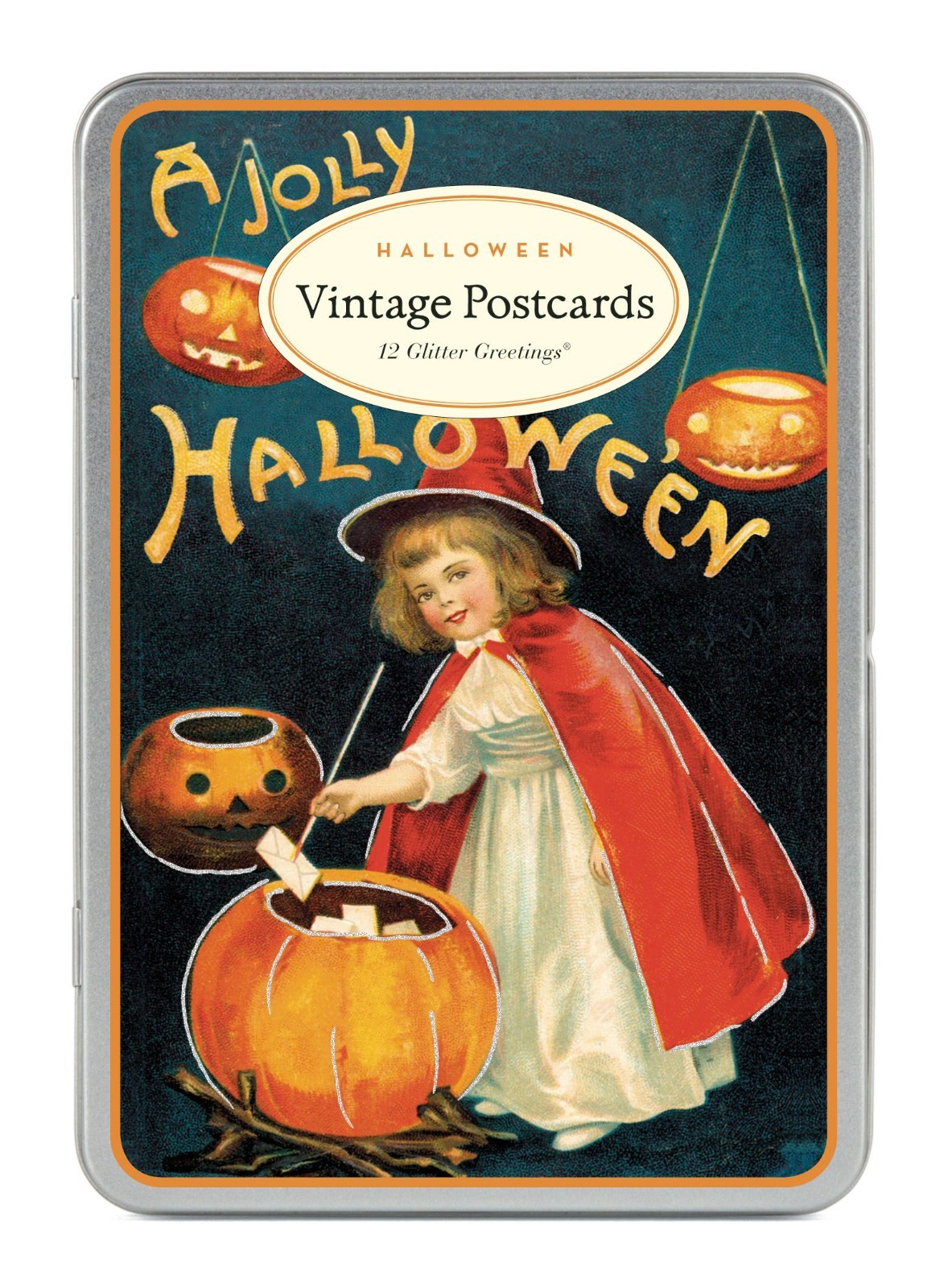 Cavallini & Co. Halloween Vintage Style Glitter Greetings Postcard Set, Assorted