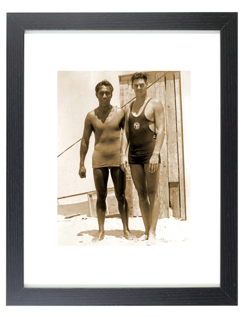 1927 Duke Kahanamoku and Johnny Weissmuller Matted & Framed Picture Photo