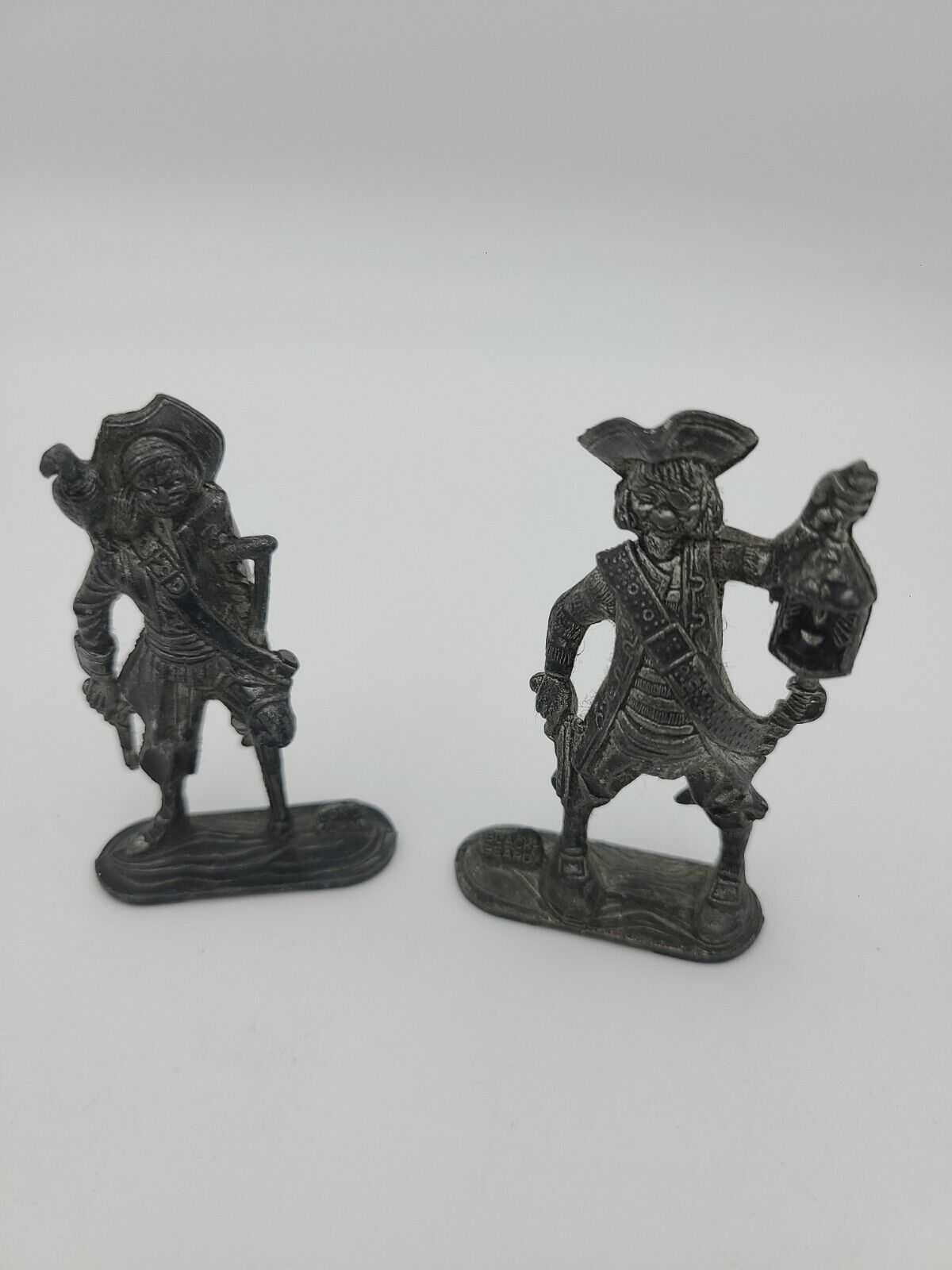 Set Of 2 Vintage Pewter Pirate Figurines, Black Beard & Long John Silver 2.5\