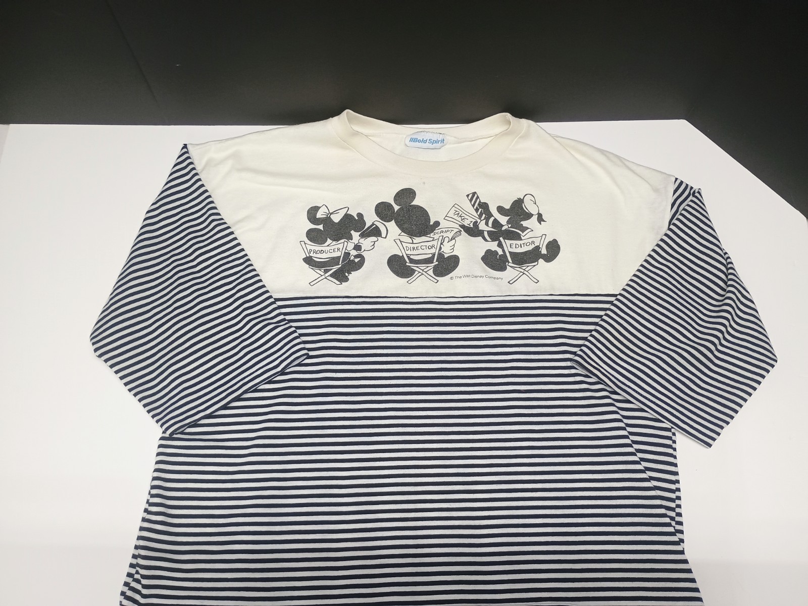 vtg Bold Spirit (sears) single stitch Hollywood crew Disney striped shirt read