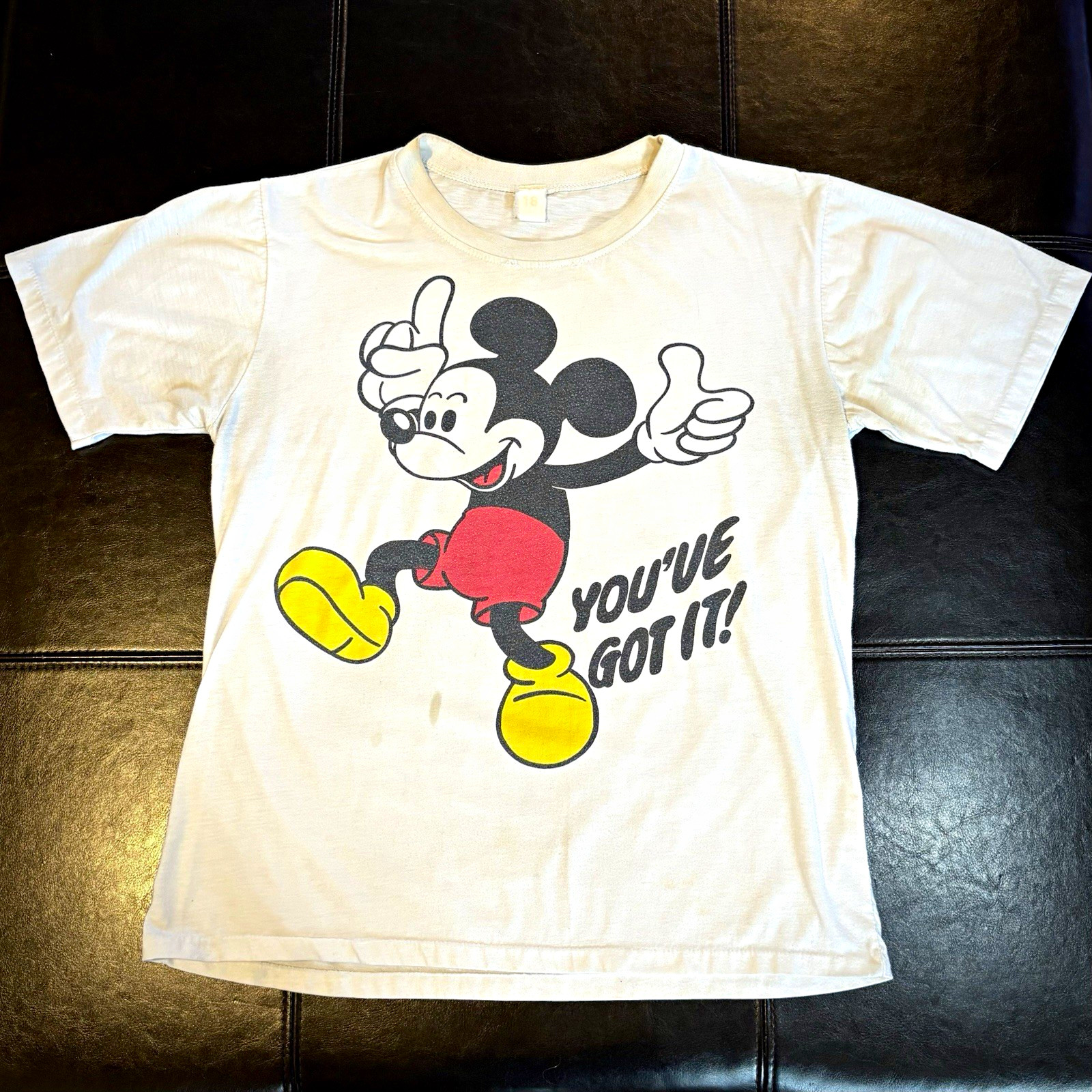 80s Vintage  Disney Mickey Mouse White Graphic T-Shirt Adult Unisex S