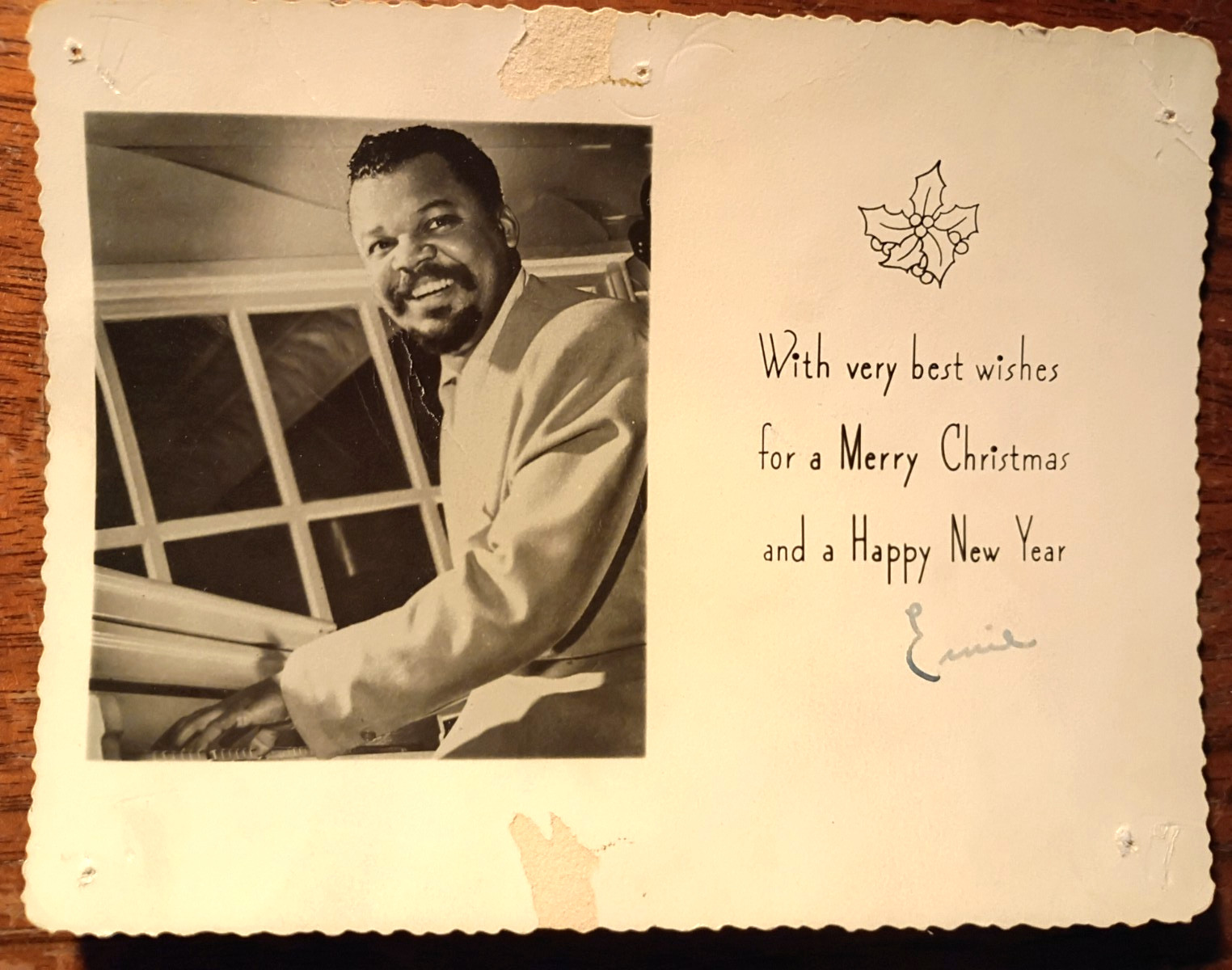 Original 1950s Jazz Pianist Signed Christmas Card Photo -Pinkney Roberts Archive