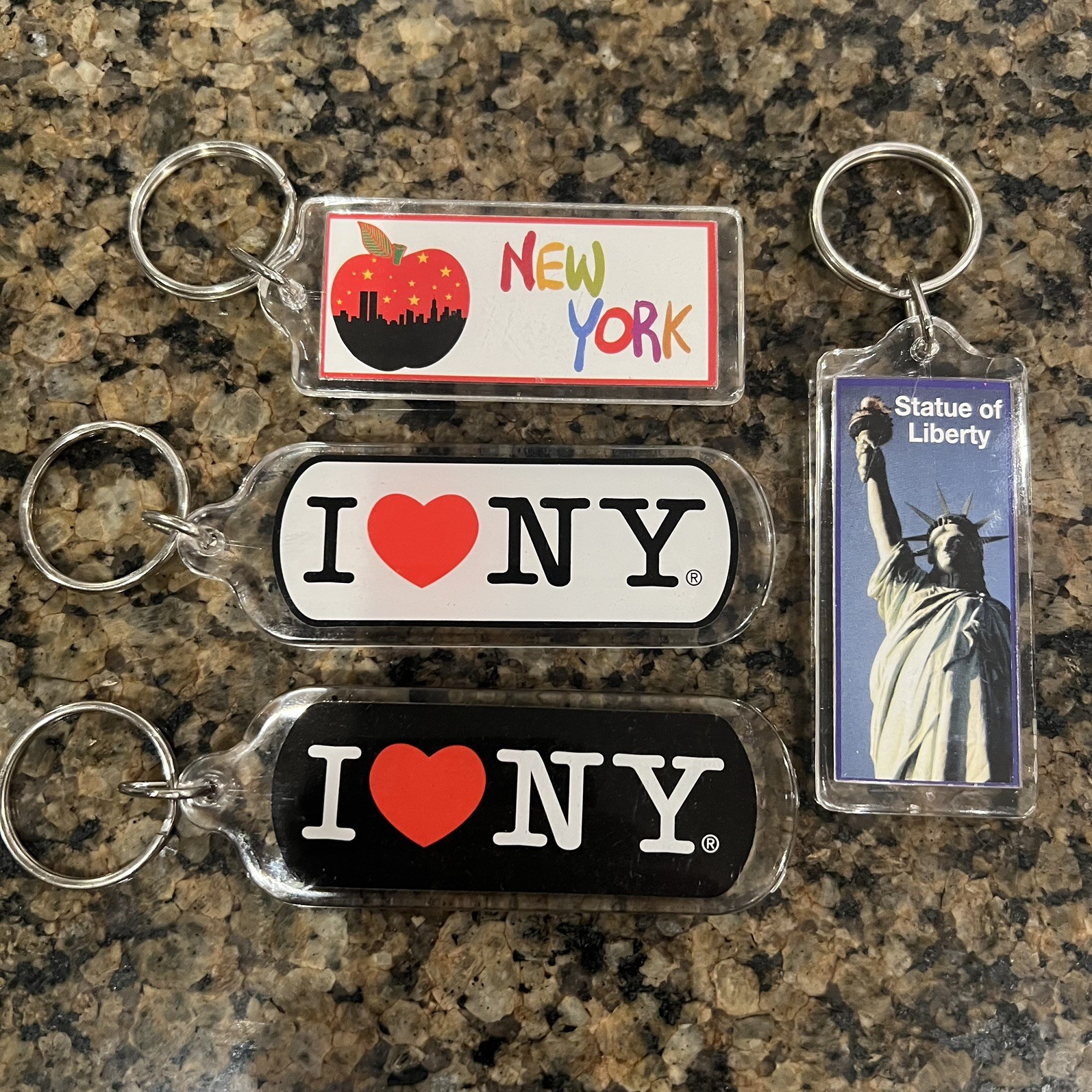 New York City Vintage Keychain Lucite Rectangle 4 Pack NYC