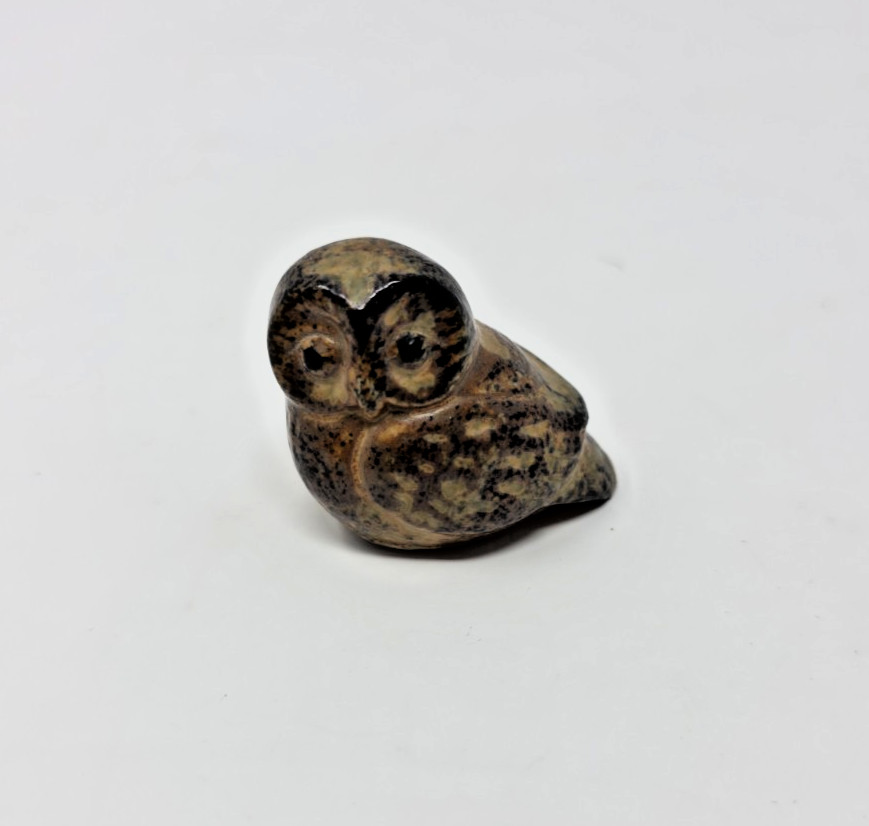 Vintage Small Owl Figurine Brown Black Speckled Made in Japan Vintage Small Owl Figurine Brown Black Speckled Made in Japan