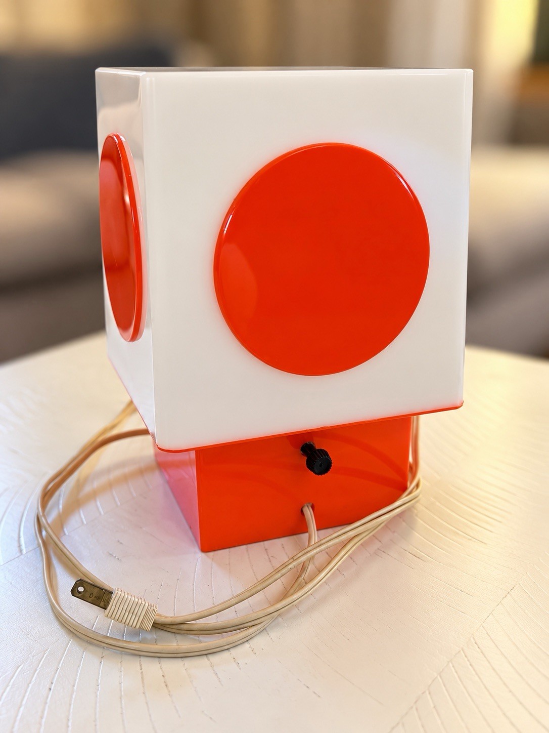 Vintage 1970s Space Age Cube Table Lamp Mod Pop Art Dot Light Working Original