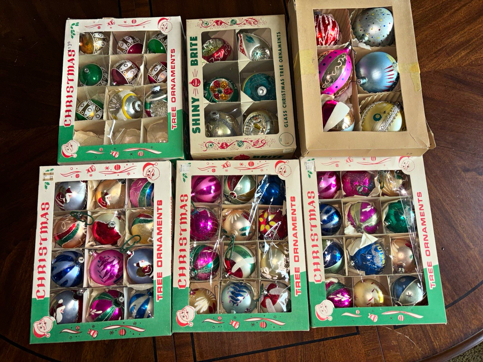 HUGE Lot of Vintage Poland Italy Shiny Brite Glass Christmas Ornaments w/ Box
