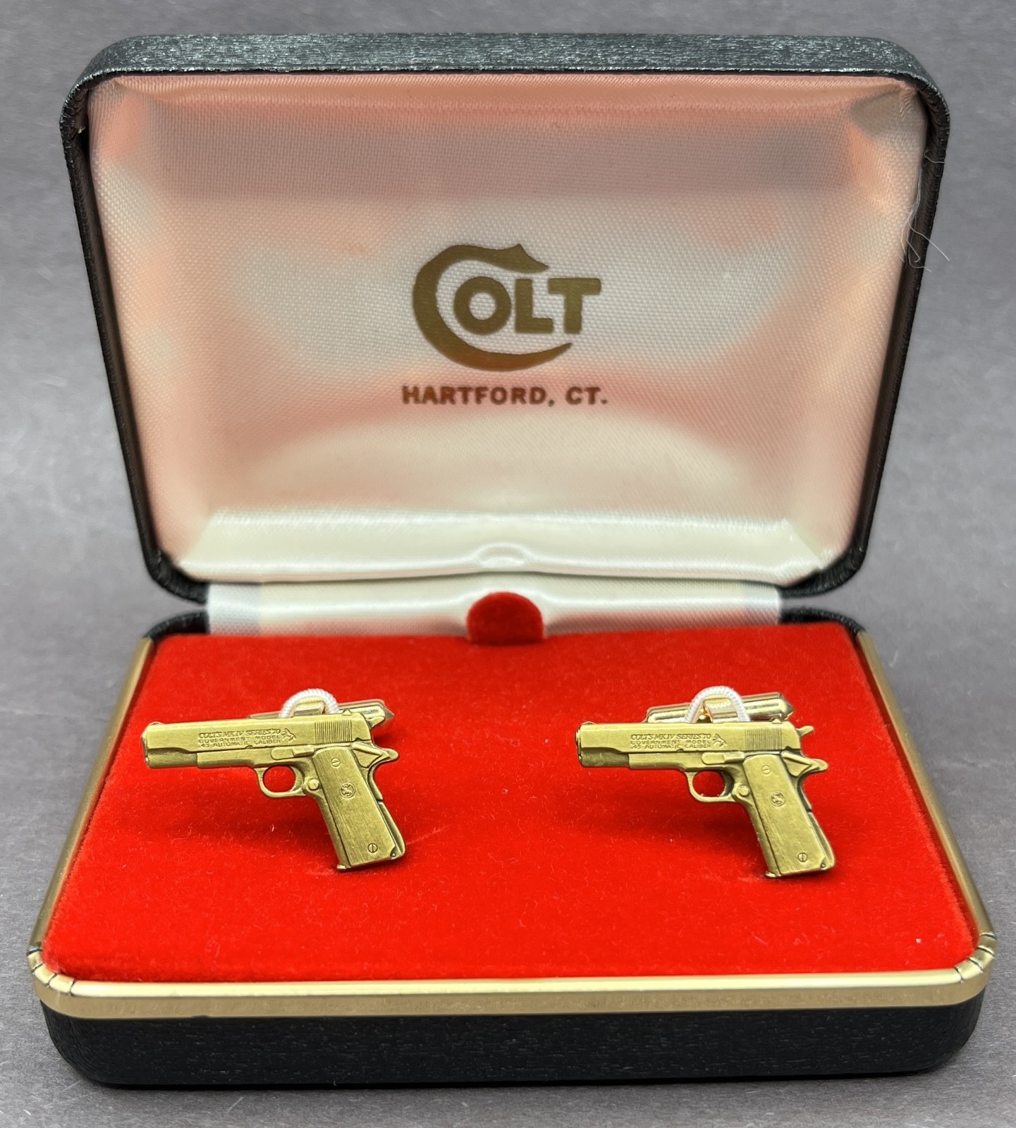 Colt Firearms Mark IV 70 .45 Automatic Vintage Cuff Links Set In Branded Box