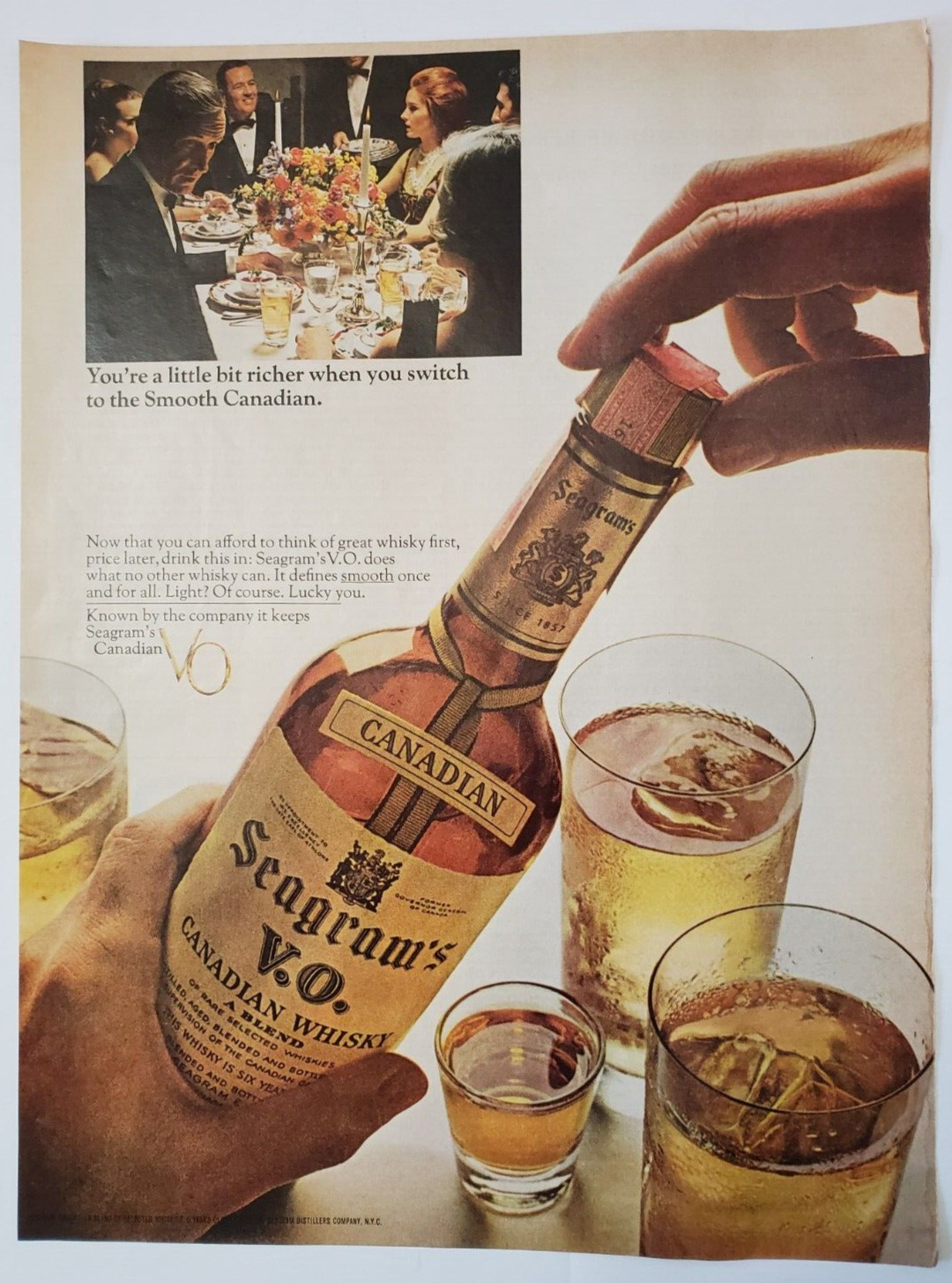 1967 Seagram\'s V.O. Vintage Print Ad Seagram\'s Canadian Whisky