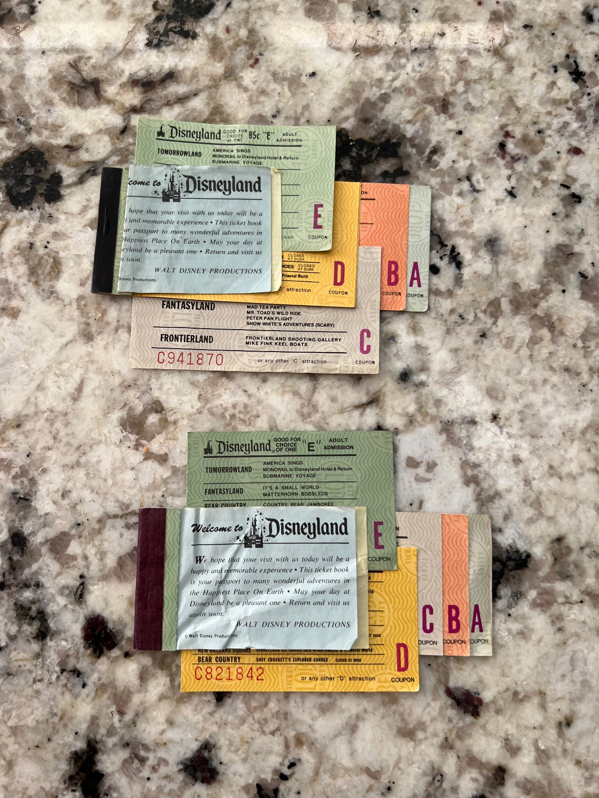 2 ADULT  OLD VINTAGE DISNEYLAND  TICKET BOOKS  JUNE 1976 & JUNE 1975