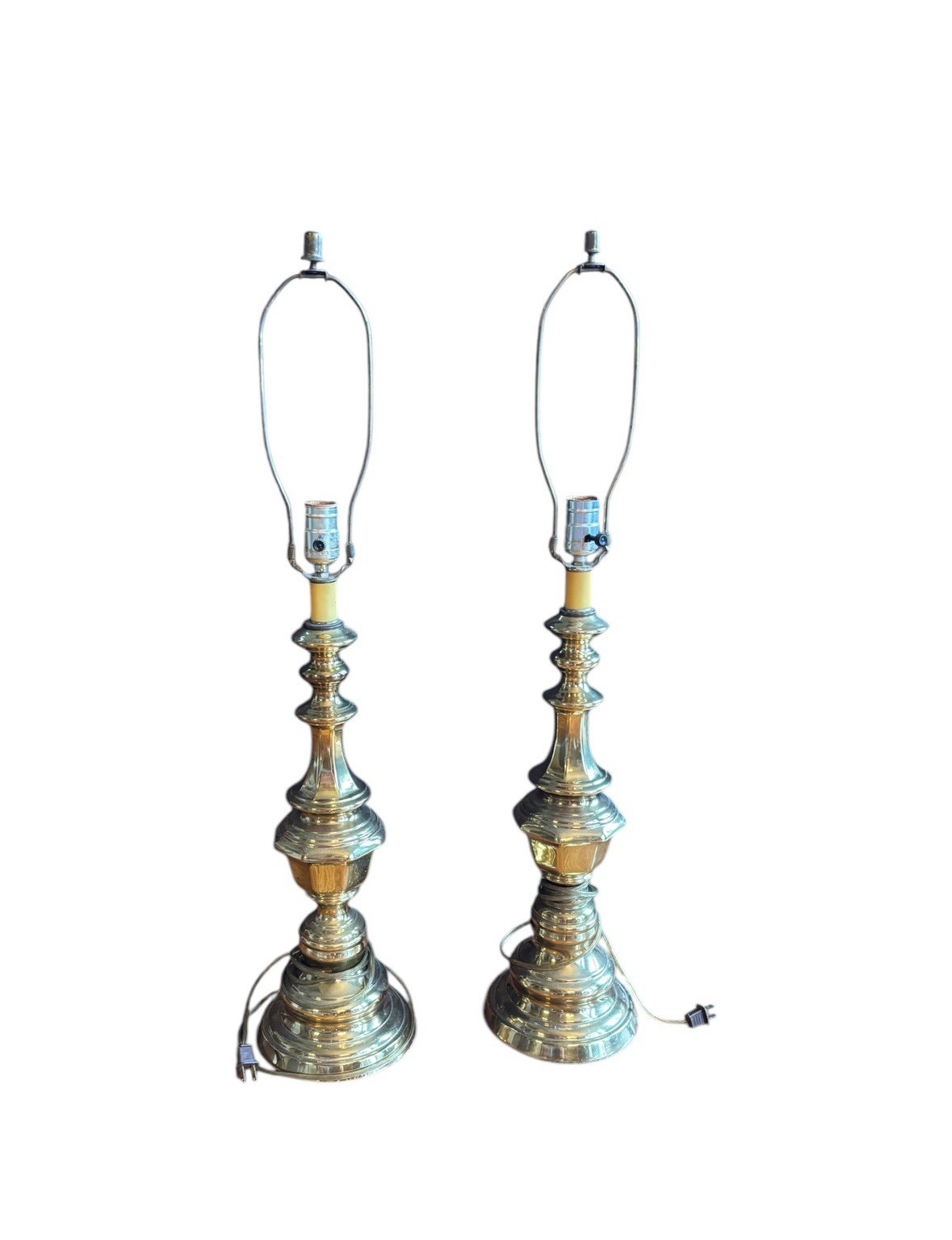 Vintage Luxury Pair STIFFEL Heavy Solid Brass Table Lamp