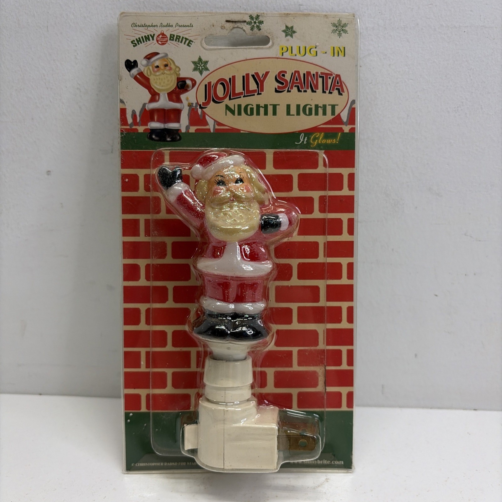 VTG Christopher Radko Shiny Brite Jolly Santa Plug In Christmas Night Light New