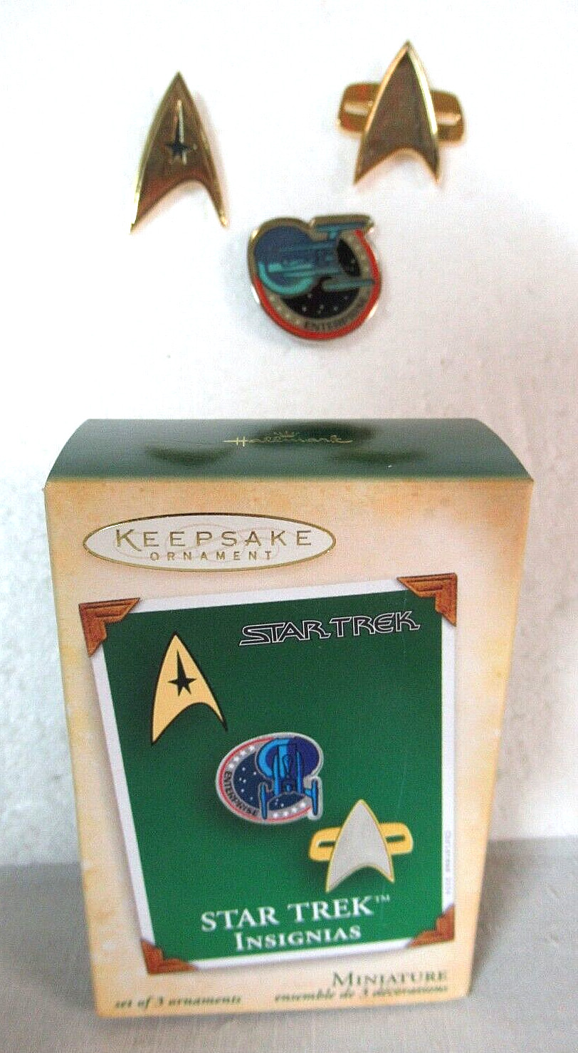 Hallmark 2004 Star Trek Insignias Ornamments ~ Set of 3