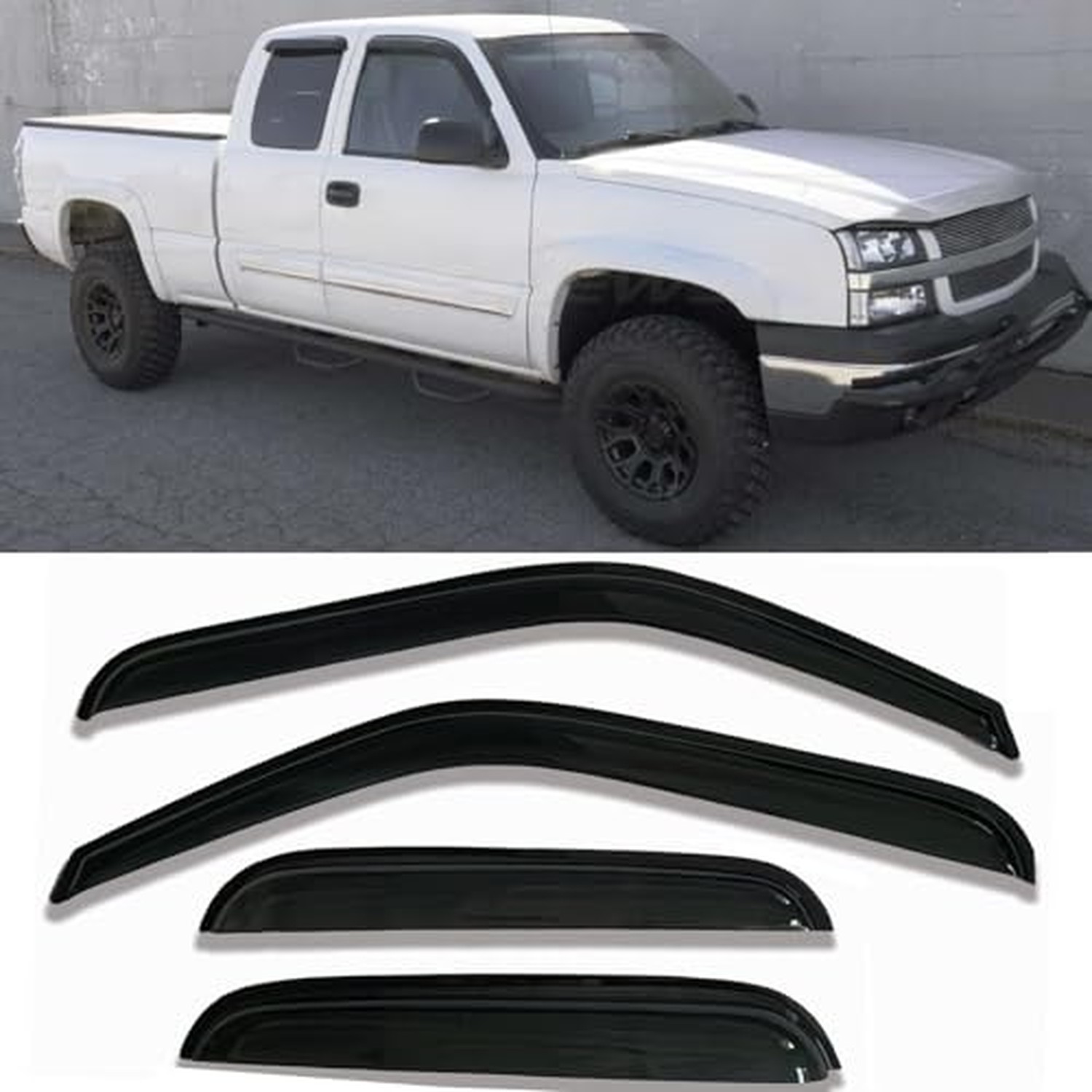 Tape On Window Visors Rain Guards for 1999-2006 Chevy Silverado & GMC Sierra ... Tape On Window Visors Rain Guards for 1999-2006 Chevy Silverado & GMC Sierra ...