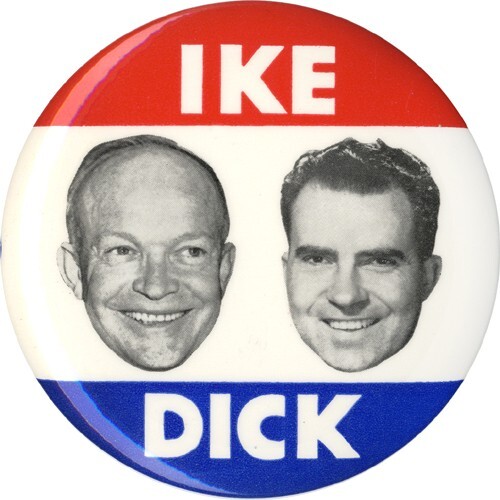 Classic 1952 Eisenhower Nixon IKE DICK Large Jugate Campaign Button