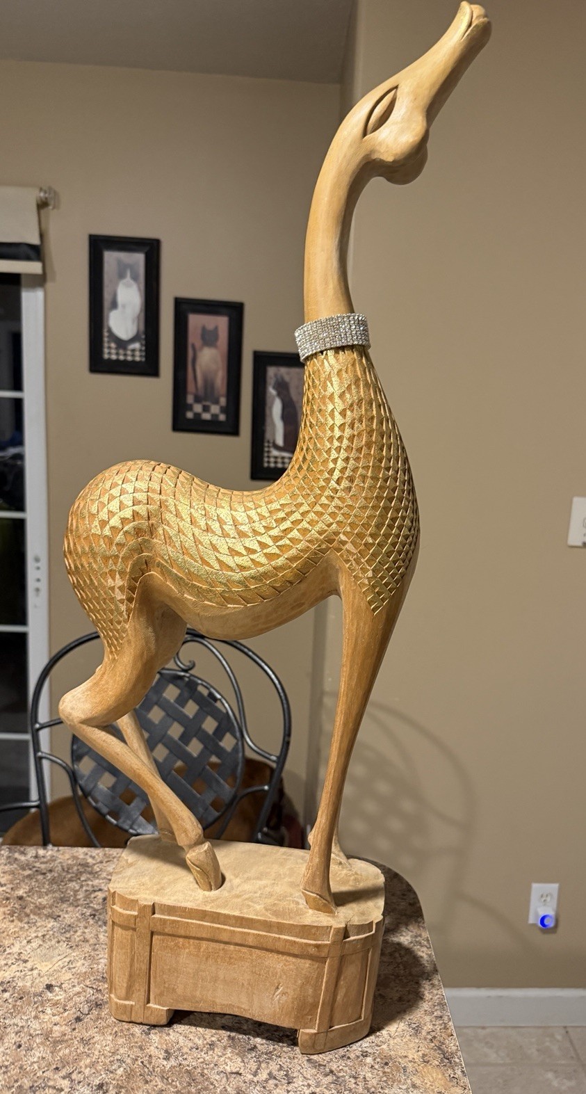 Vtg Mid Century Carved Wood Gazelle Statue 29