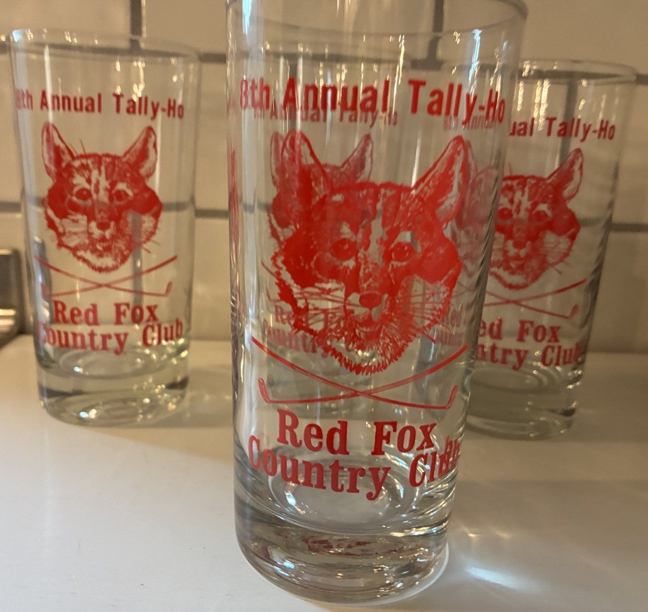 Set Of 4 Vintage 1974 Red Fox Country Club Golf Tryon NC Highball Glasses EC Set Of 4 Vintage 1974 Red Fox Country Club Golf Tryon NC Highball Glasses EC