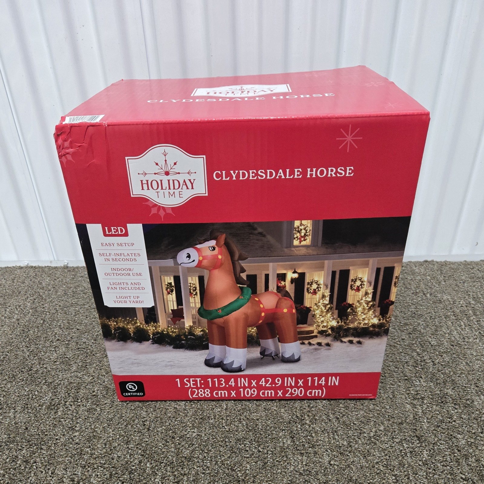 NEW 9 Ft Clydesdale Horse Large Christmas Inflatable & Lights Up - Holiday Time