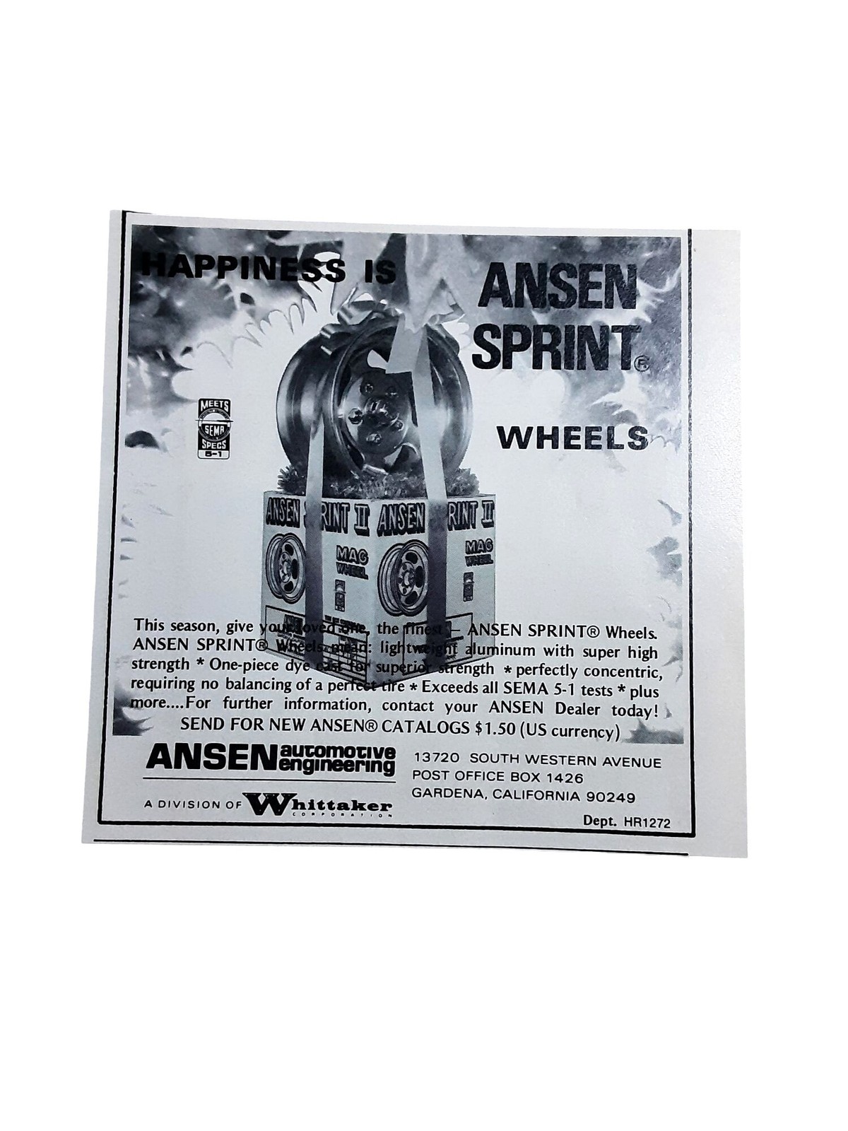 1972 Ansen Sprint Wheels Vintage Print Ad Mag Wheels 5 x 5 1972 Ansen Sprint Wheels Vintage Print Ad Mag Wheels 5 x 5