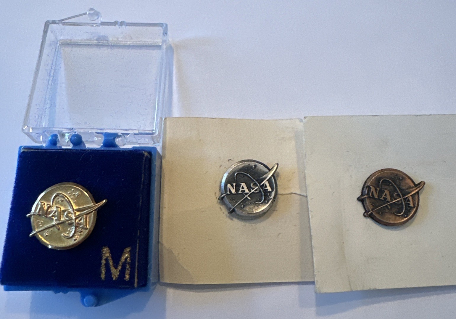 3 Vtg NASA Employee Service Award Pins His Lordship NYC Sterling Silver 10k GF