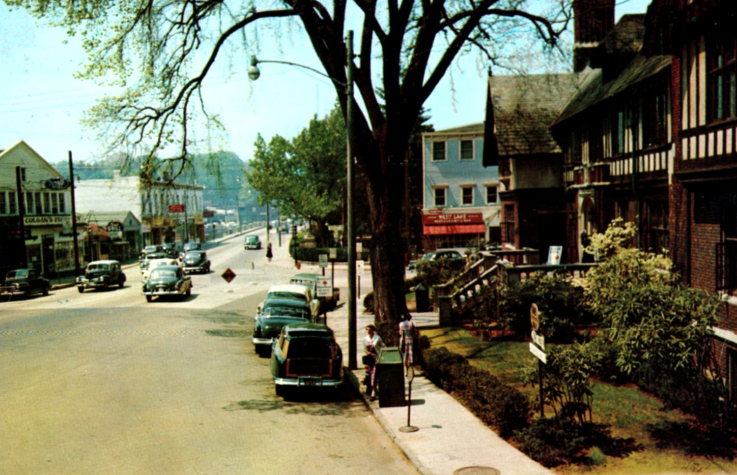 Westport CT State Street Postcard Vintage Westport CT State Street Postcard Vintage