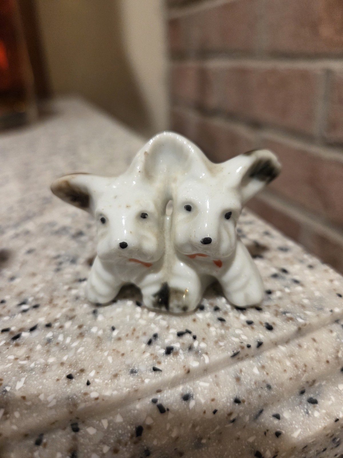 Vintage Hand Painted Twin Scottie Dogs Figure Japan White Measures: 1.5\