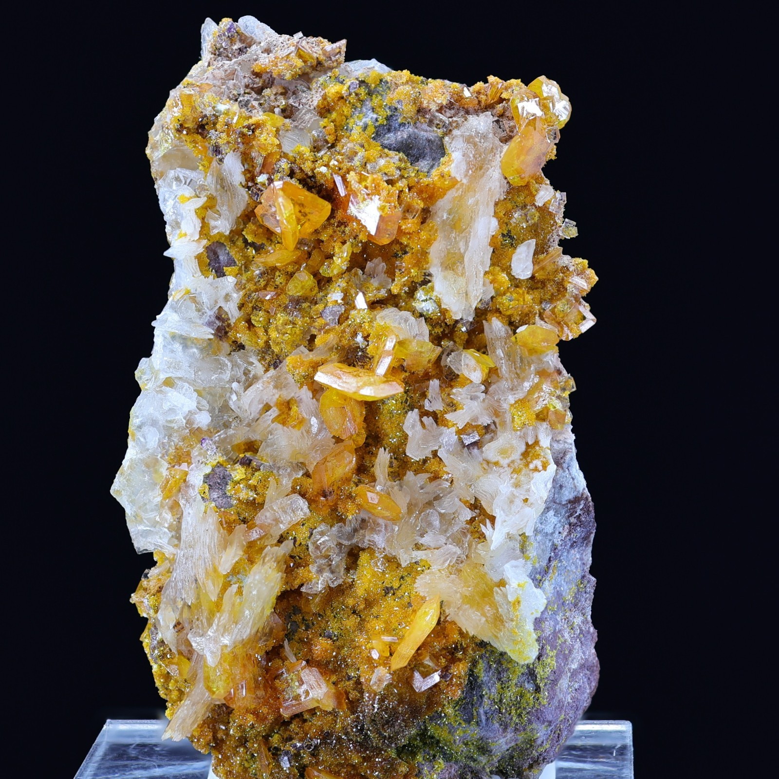 Wulfenite, Mimetite & Calcite Crystals | Rawhide Mine, Mohave County, Arizona Wulfenite, Mimetite & Calcite Crystals | Rawhide Mine, Mohave County, Arizona