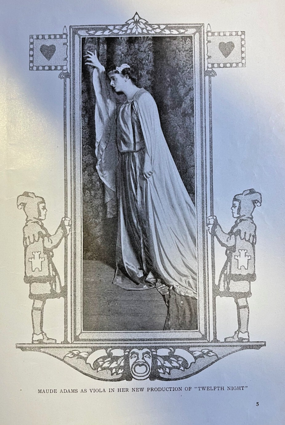 1908 Vintage Magazine Illustration Actress Maude Adams in the Twelfth Night
