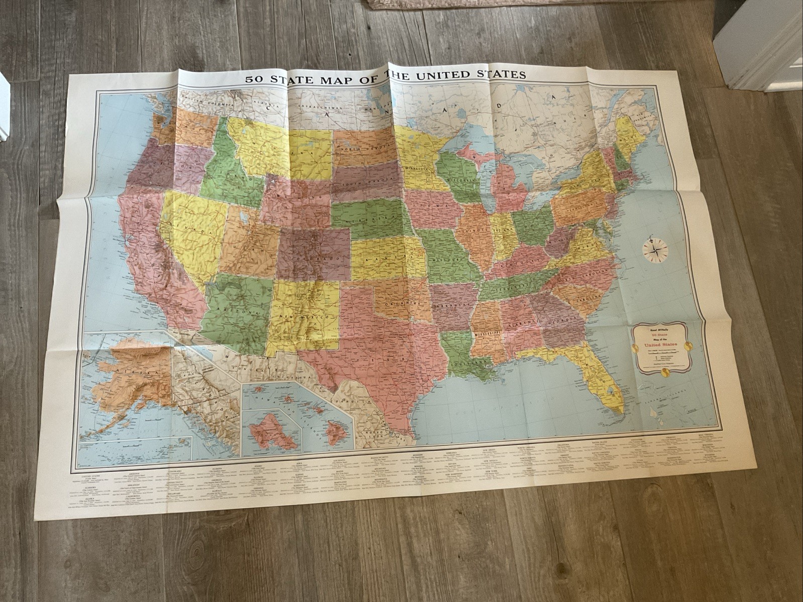 Vintage 1960s Rand Mcnally 50 State US Map 34 Vintage 1960s Rand Mcnally 50 State US Map 34