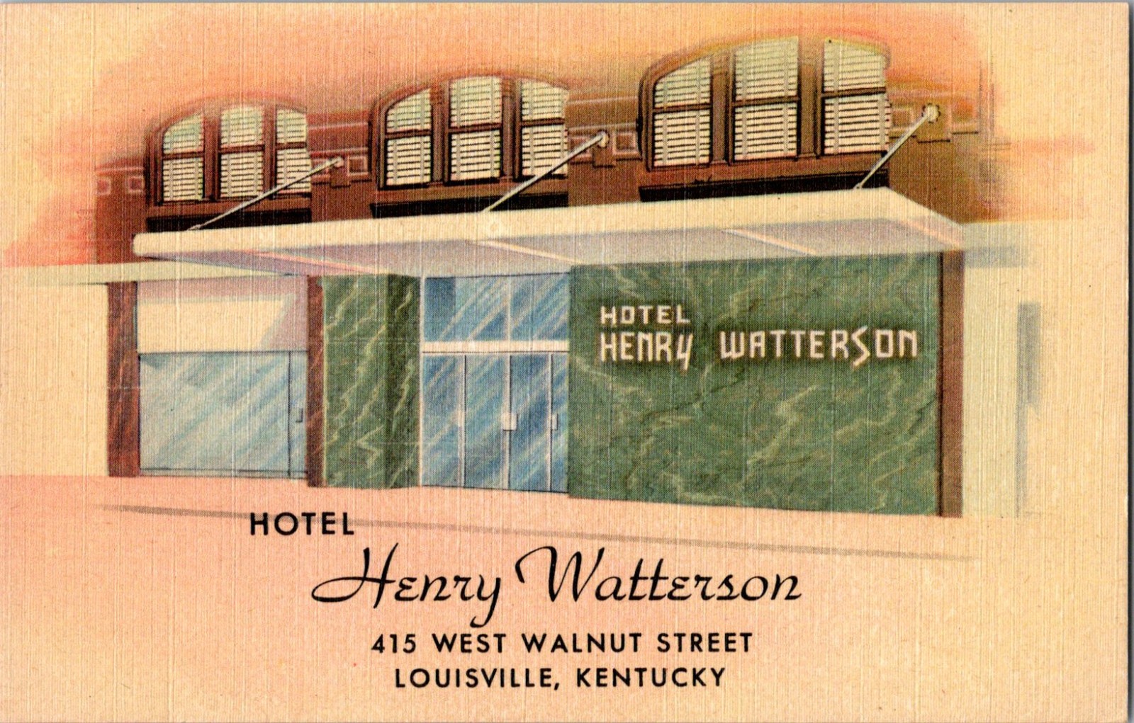 Hotel Henry Watterson Louisville Kentucky c1951 Linen Postcard Hotel Henry Watterson Louisville Kentucky c1951 Linen Postcard