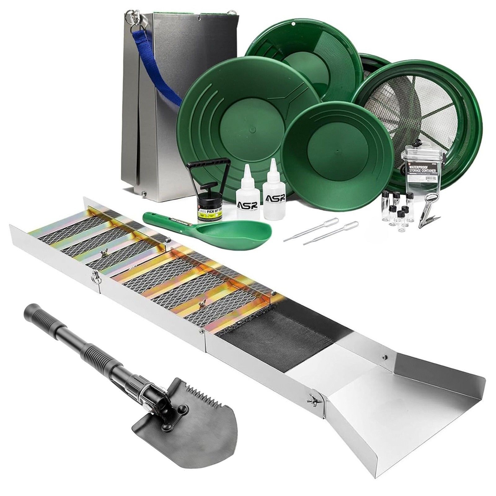 ASR Outdoor Complete Gold Panning Kit with Sluice Box and Classifier Screen Set