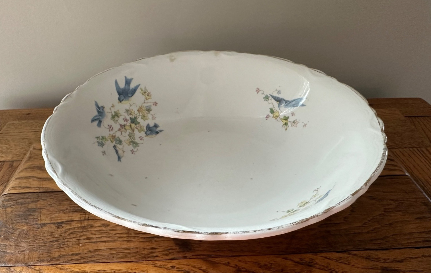 Antique Vintage Bluebird Serving Bowl, The Potters’ Co-Operative Company Antique Vintage Bluebird Serving Bowl, The Potters’ Co-Operative Company