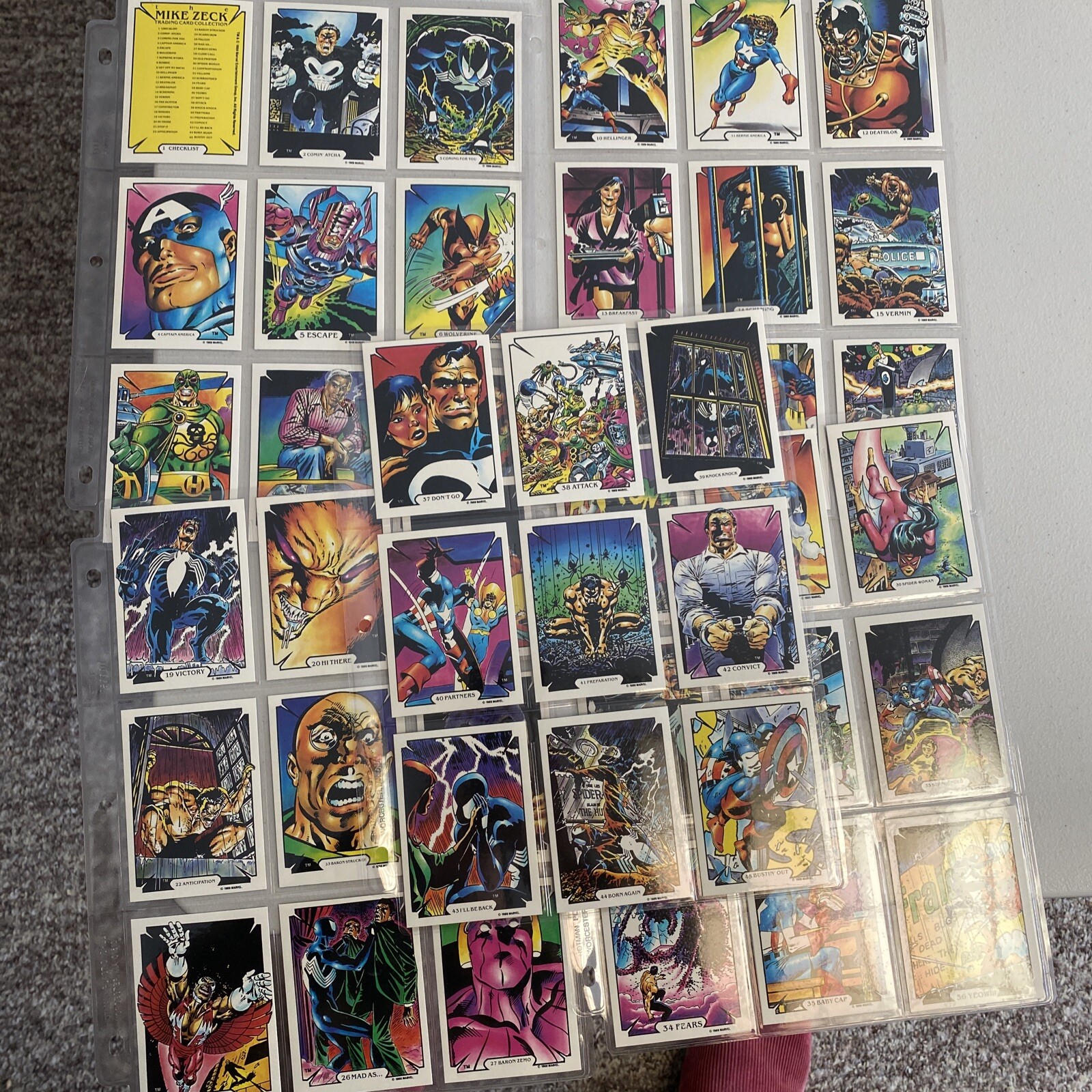 1989 The Mike Zeck Trading Card Complete 45 Card Set Venom, Wolverine more