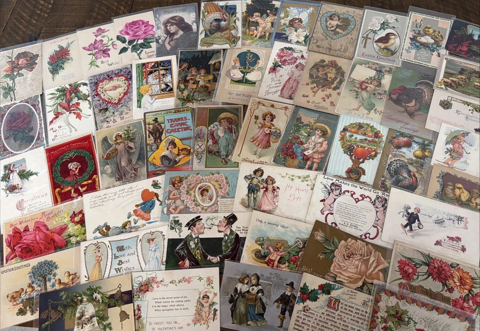 Lot of 60~Mixed~ Antique Vintage Holidays Greetings 1900\'s Postcards~Santa~s847