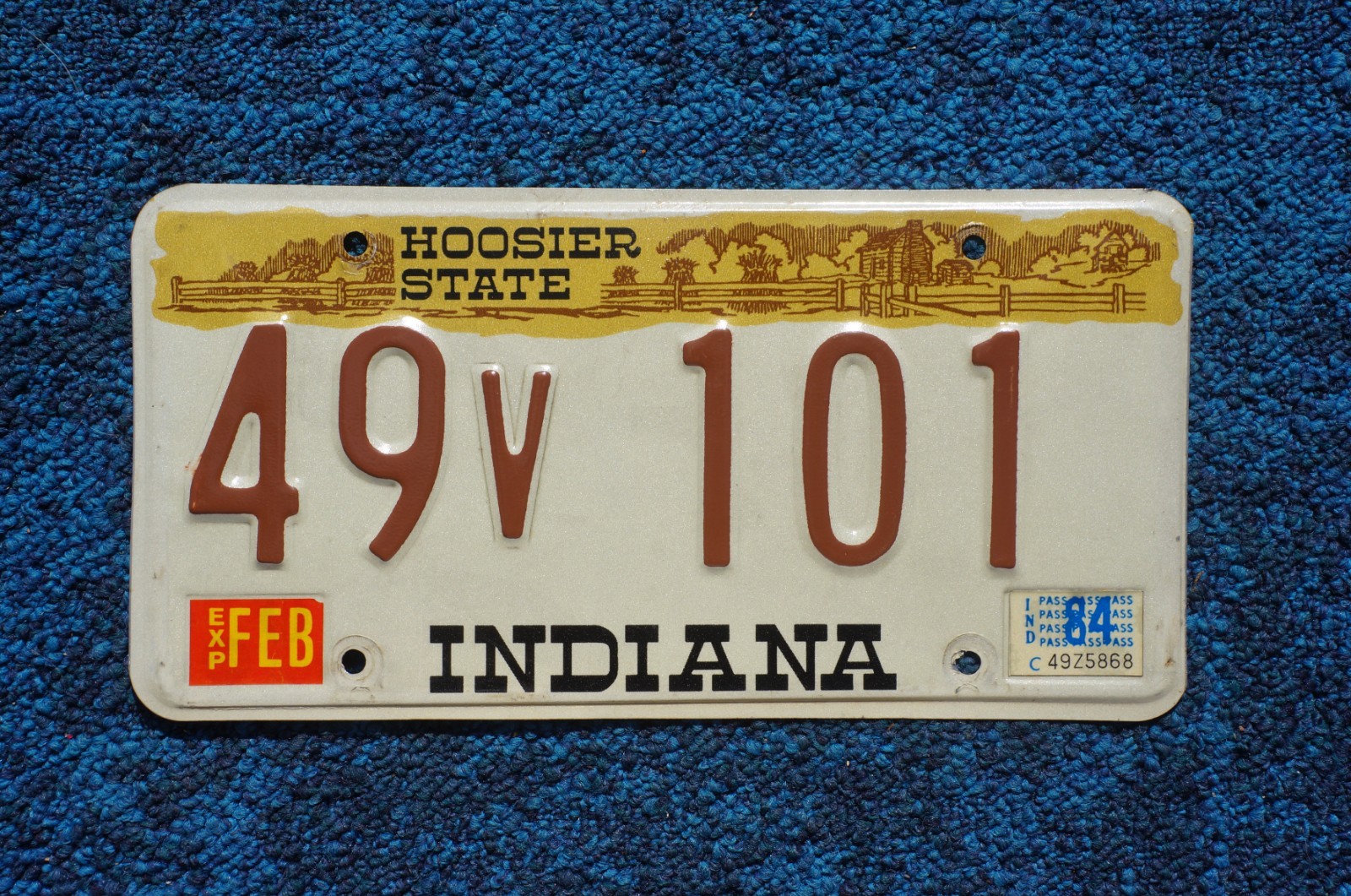 1984 Indiana HOOSIER STATE Vintage license plate # 49 V 101