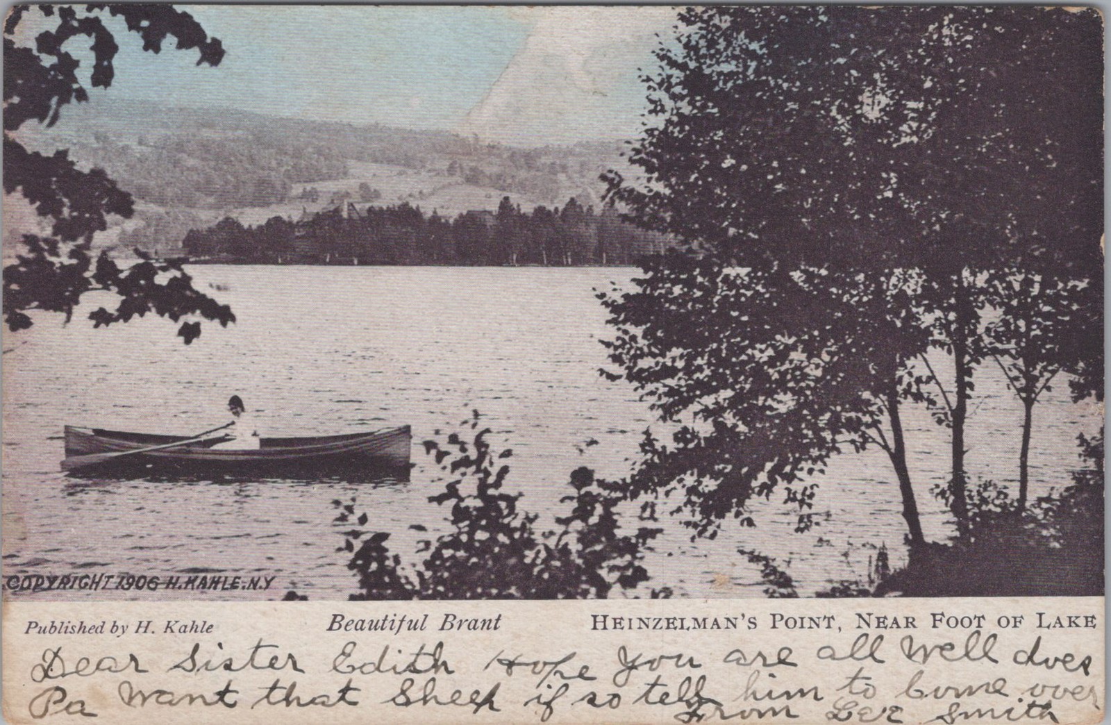 Beautiful Brant Heinzelman's Point New York NY 1900s Lake Erie Rowboat Postcard