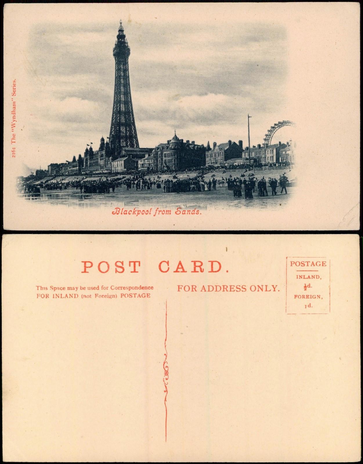 Postcard Blackpool Blackpool from Sands, Lookout Tower 1910 Postcard Blackpool Blackpool from Sands, Lookout Tower 1910