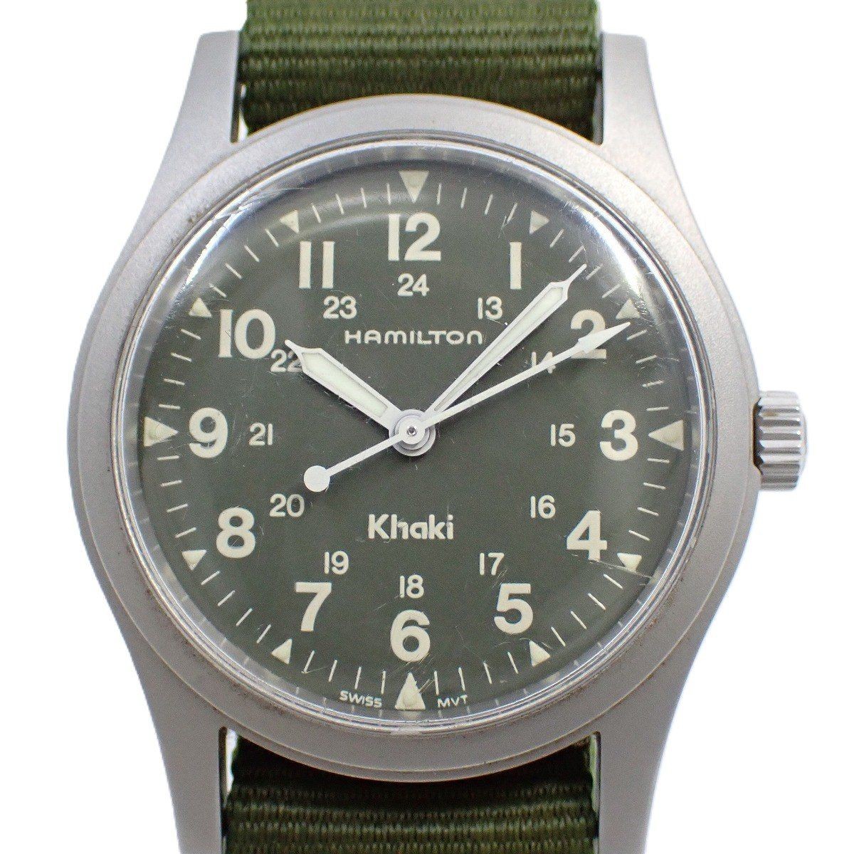 Hamilton Manual Wind Men's Watch Khaki Dial Stainless Steel 32mm Nylon Strap