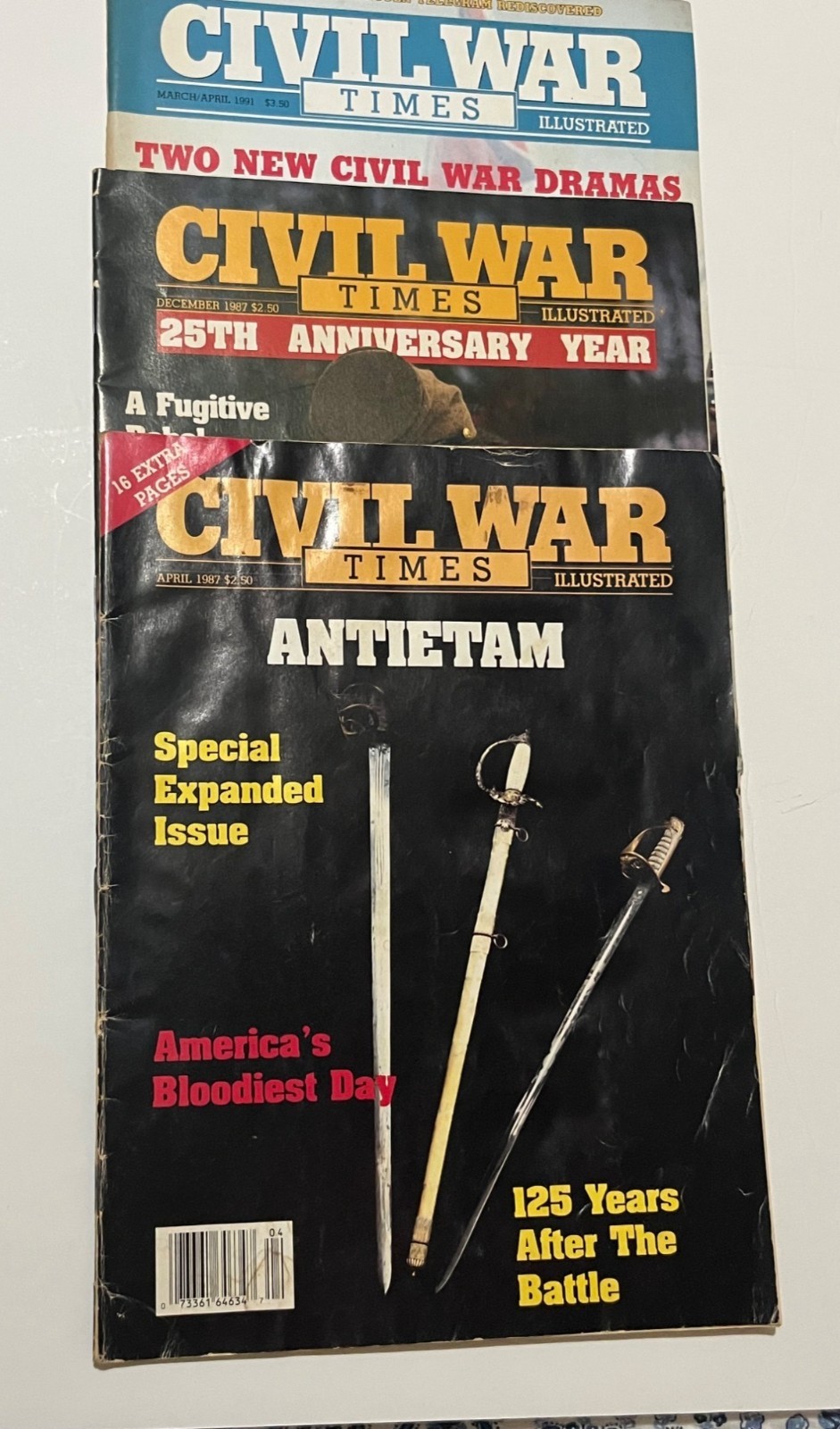 Civil War History Magazines & Historical Art Prints Bundle-3. 1987, 1987, 1991