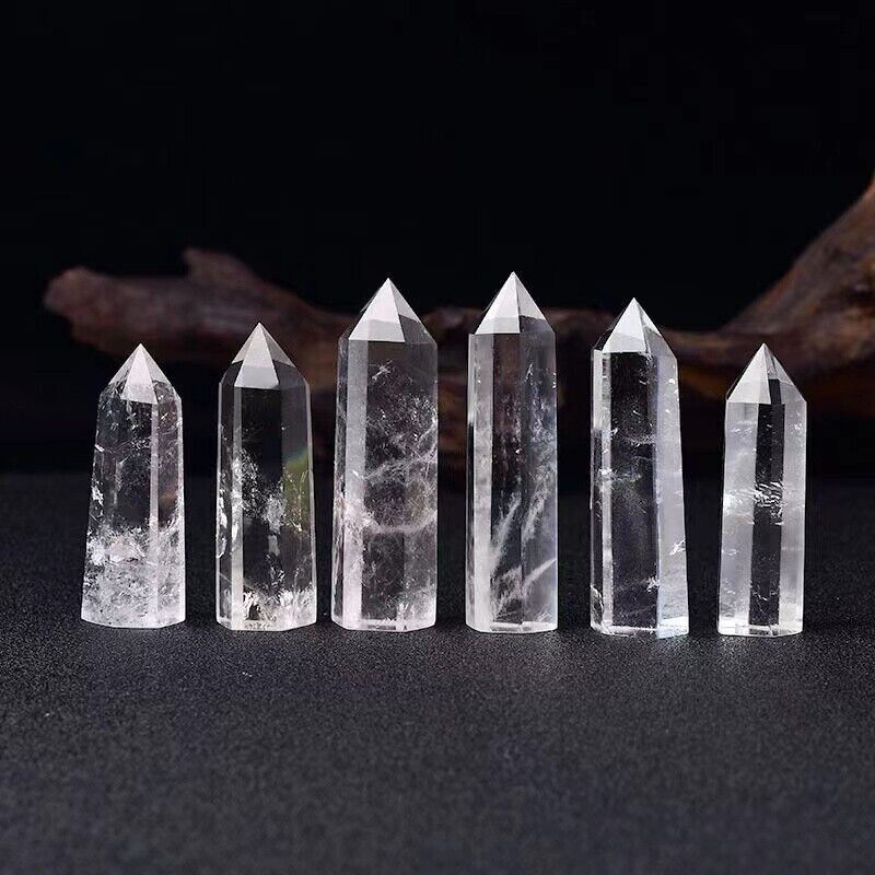6pcs Natural Clear quartz tower crystal oblisk wand point healing reiki random